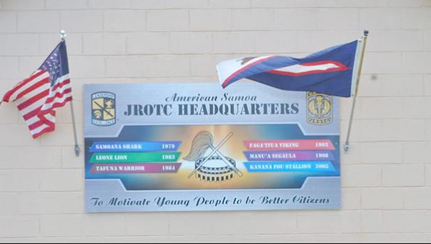 JROTC sign on its headquarters building in Tafuna