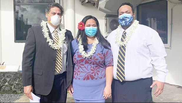 [l-r] Jon A. G. Clemens, Lornalei C. Meredith and Aitofele B. Sunia