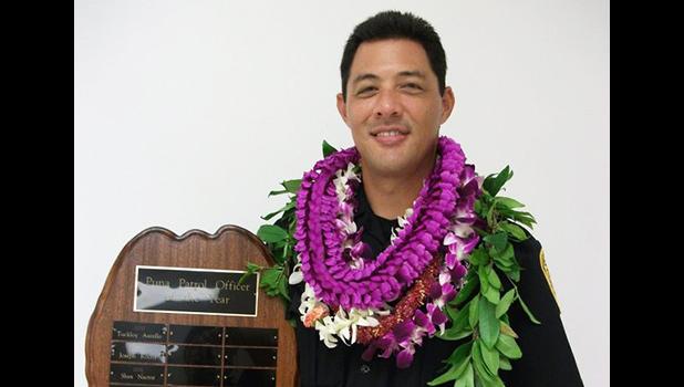 This undated file photo provided by the Hawaii County Police Department shows Officer Bronson Kaliloa. Hawaii’s entire Big Island police force was on alert Wednesday, July 18, 2018, for Justin Joshua Waiki, a suspect wanted in the killing of Kaliloa during a traffic stop, including off-duty officers and some who returned to work from vacation and days off to join in the search. (Hawaii County Police Department via AP, File) Officer Bronson Kaliloa