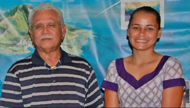 2015 scholarship recipient Faasalafa Kitiona (right) is now employed at the America Samoa Department of Marine and Wildlife Resources under Director Henry Sesapasara (left). [courtesy photo]