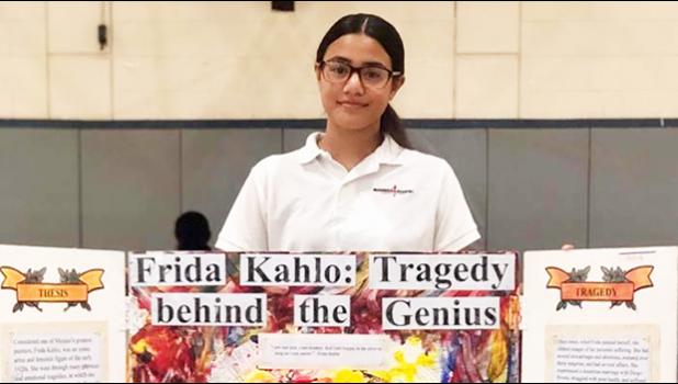 First place in the "Individual Exhibit" category for the elementary division competition of the 2019 Island Wide History Day is Lana Snow of Manumalo Academy.