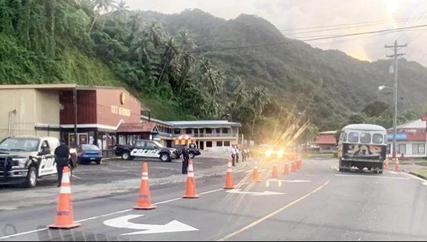 Traffic in front of the Laufou Shopping Center and CBT