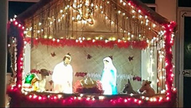 The manger in front of Sts. Peter and Paul Catholic Church