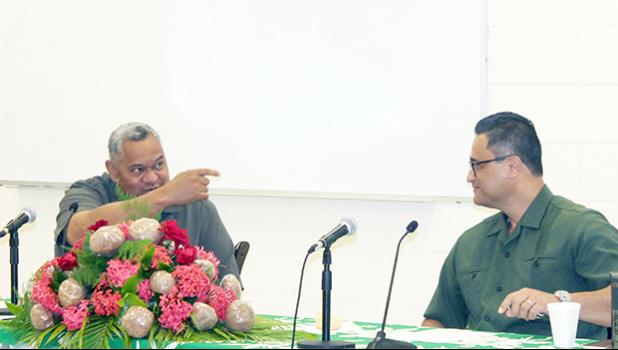 Gov. Lemanu Peleti Palepoi Sialega Mauga (left) and Lt. Gov. Talauega Eleasalo V. Ale (right) 