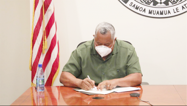  Gov Lemanu Peleti Mauga signed into law the Samoan Language Commission Bill 
