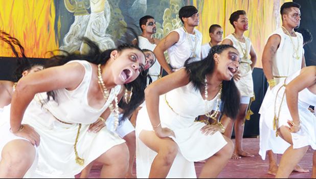 Leone High School performing during the 2019 Flag Day.