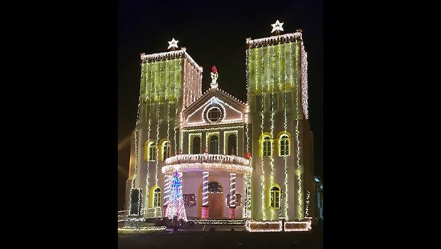CCCAS Church in Leone decked out in Chritmas lights