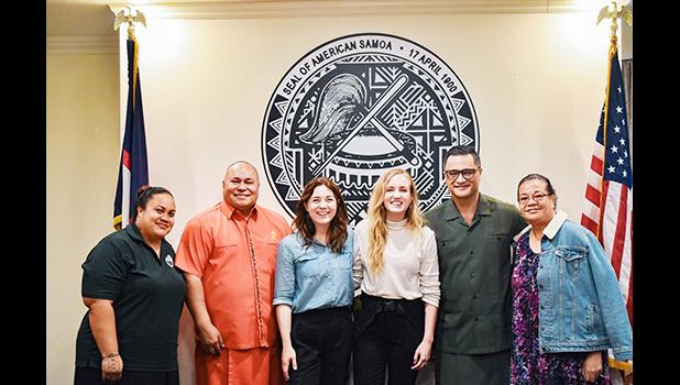 The Community Services Film crew greeted by the Lt Governor Talauega. (ASG photo) Lt Gov and film crew