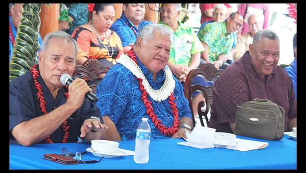 [l-r] Gov. Lolo Matalasi Moliga, Samoa Prime Minister Tuilaepa Sailele Malielegaoi and Lt. Gov. Lemanu Palepoi Sialega Maug