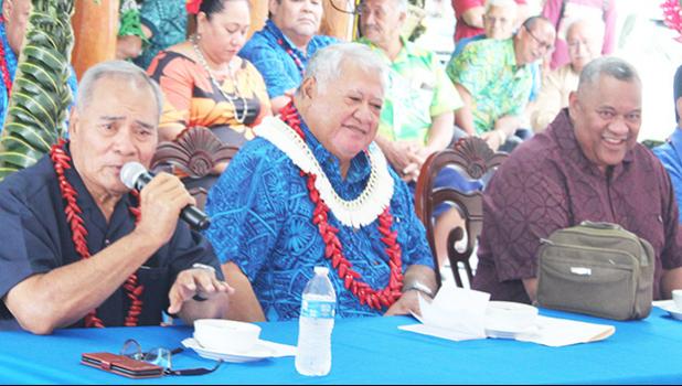 [l-r] Gov. Lolo Matalasi Moliga, Samoa Prime Minister Tuilaepa Sailele Malielegaoi and Lt. Gov. Lemanu Palepoi Sialega Mauga