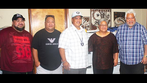 Love Thy Neighbor (LTN) project organizer, Tapumanaia Galu SateleJr. (third from left) pictured Wednesday at the KSBS FM radio station with members of the famous Samoan singing group, Punialava’a