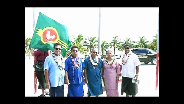 Seen here in a Samoa News file photo taken Manu'a Cession Day in 2015 are, Governor Lolo Matalasi Moliga accompanied by First Lady, Cynthia Malala Moliga, Polynesian Airlines CEO, Seiuli Alvin Tuala, Manu'a Senator Nuanuaolefeagaiga Saoluaga Nua and Deputy Secretary of Samoan Affairs, Tuiagamoa Tavai. [photo: JL]
