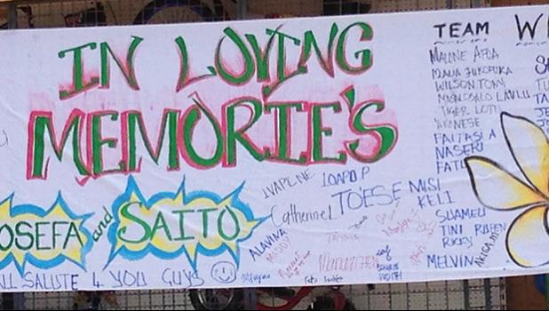 Memorial banner at the site of the electrocution in 2017.
