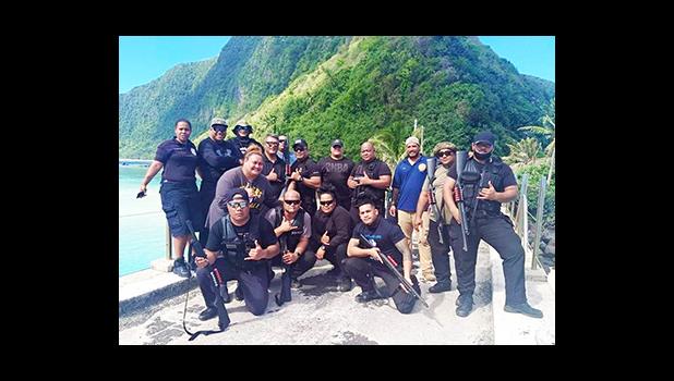DPS officers posing in Ofu, Manu'a after drug raid in June 2020