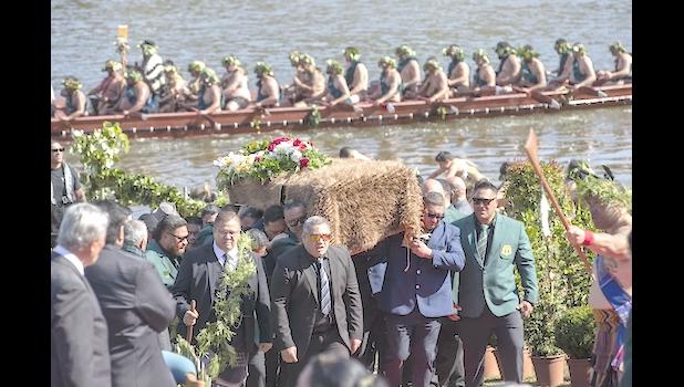 The coffin with the body of New Zealand’s Maori King