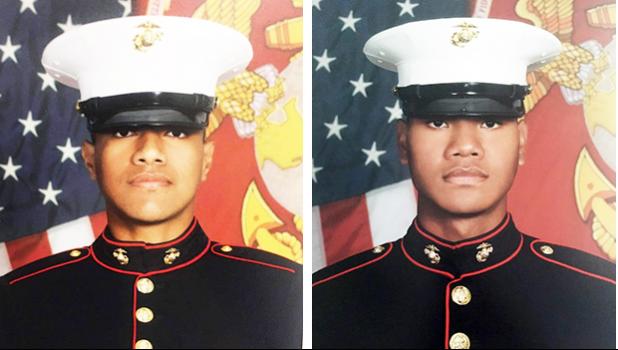 Private Leomiti Fa’amu Jr (left) of of Vailoatai village and Private Rex Junior Iose (right) 