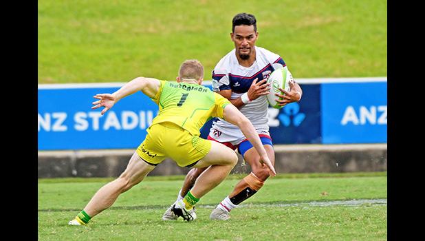 Talavalu ball possesion in their 66-0 loss to Australia