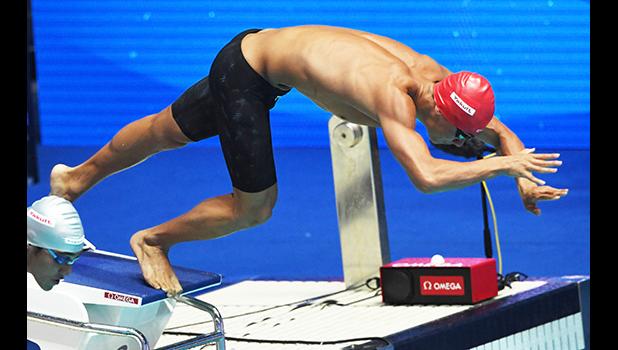 Micah Masei on the starting block