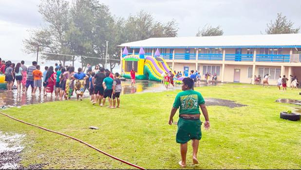 Students on the Matatula Elementary School playground