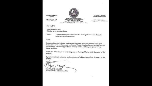 Mauga Tasi Asuega letter