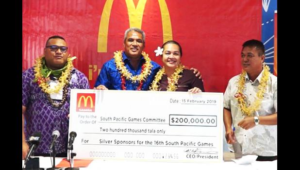 Pacific Games office receives $200,000 from McDonald's Restaurant