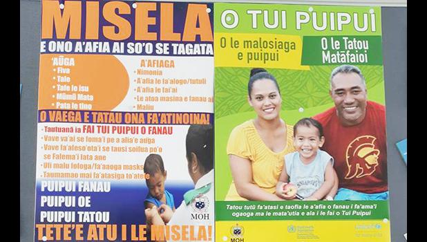 Measles posters on display in Samoa.