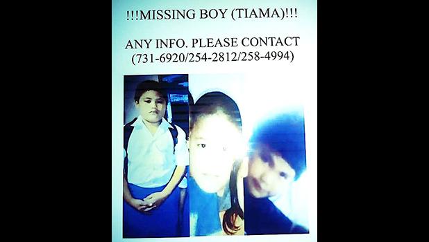 A look at the poster that was posted around the territory when Tiama went missing. He was found Monday morning, safe and unharmed.  [Courtesy photo]