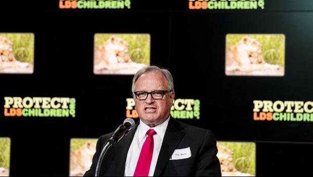 In this Jan. 18, 2018 photo, Sam Young, a Mormon father from Houston who is organizing a petition to stop sexually explicit interviews of Mormon youth by their LDS Bishops, talks during a news conference in Salt Lake City. Young said Tuesday, March 27, 2018, that he’s pleased that church leaders are listening but said the changes don’t go far enough. It should be a requirement, not an option, to have a parent or adult with the youth in the interview along with the bishop, he said. (Steve Griffin/The Salt La