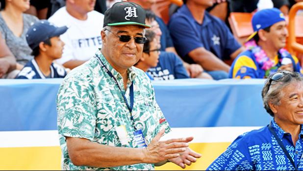 Mufi Hannemann applauds the action at Aloha Stadium