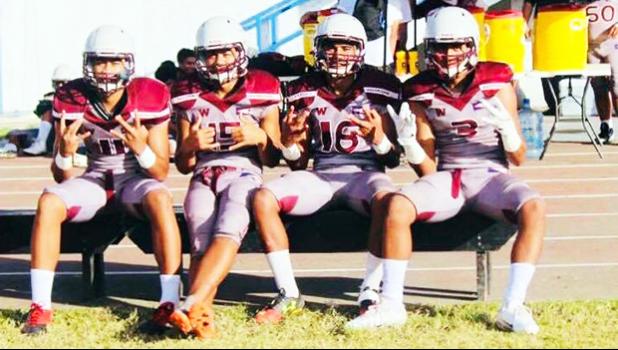 #15 Ieremia Ieremia, #16 Tui Chadwick, #11 Larry Sialoi and #3 Sam Logoai.