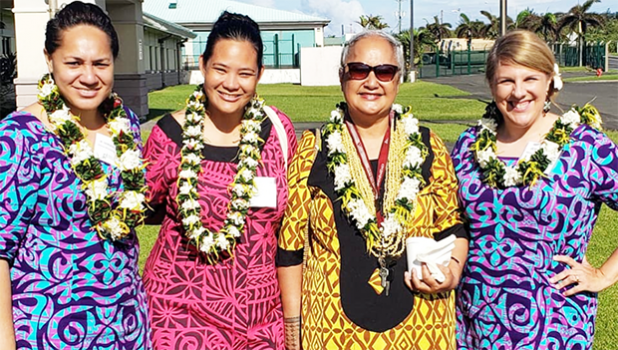 Pictured (l-r): H. Gingerlei Porter, Director of Pacific Desk; Elinor Lutu-McMoore, MIC WSO Pago Pago; Rep. Andra Samoa; and Jennifer Strahl, Lead Meteorologist Pacific Desk