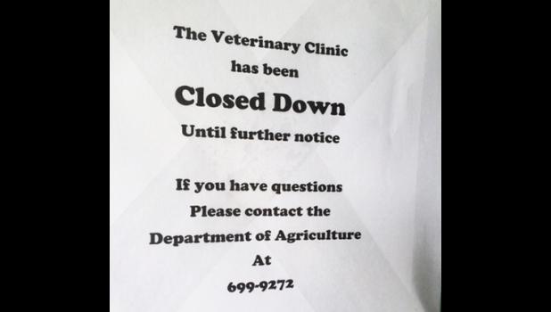 Sign on door at Vet Clinic.  [courtesy photo]
