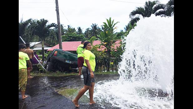 Fire hydrant spewing water