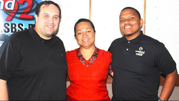 National Weather Service meteorologist, Carol Baqui (middle) with Taylor Pechacek (left) and Ivan R. Gumbs Jr., (right) in this photo on Wednesday. 