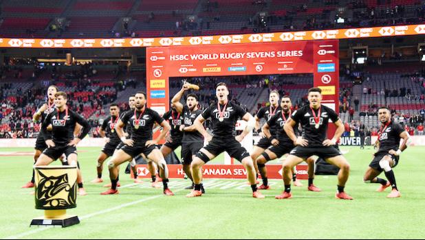 New Zealand All Blacks performing haka in Vancouver