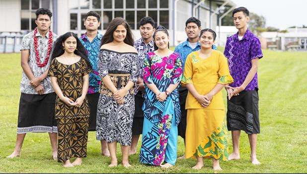 The student authors. L to R: Setu Misilī, Elizabeth Vaō, Malo Malaki, Petala Nanai, Misilī Misilī, Fiapule Tanuvasa, Tini Malaki, Pelenaise Finau, Togisau Chan Sau 
