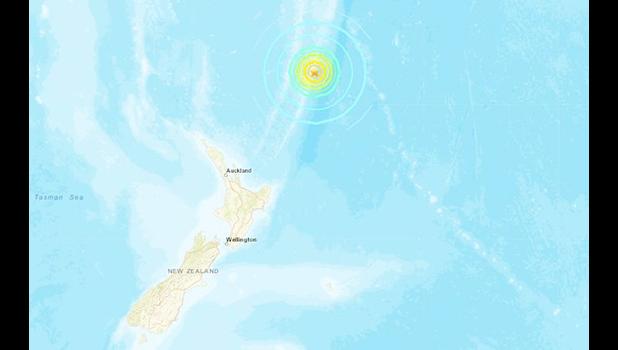 Location of earthqakes in Pacific Warning Center image