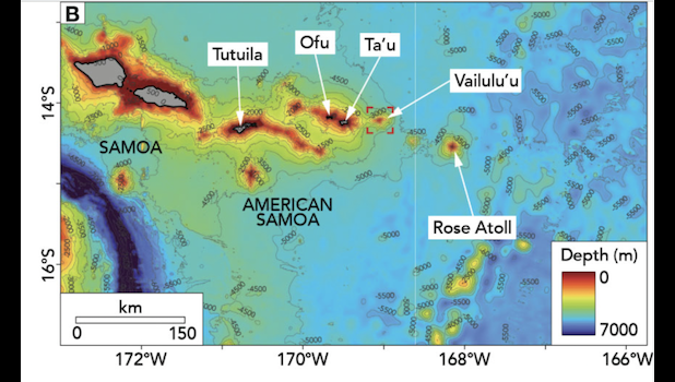 Vailuluʻu Seamount is the only hydrothermally active seamount in American Samoa. Ocean exploration Trust’s fifth expedition of 2024, the E Mamana Ou Gataifale expedition, is visiting the seamount, which has not been explored since 2019. Ocean Trust exploration area
