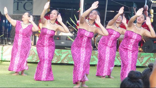 Taupou Samoa group that came from California and performed during the 2018 2Samoas Samoana Jazz & Arts Festival