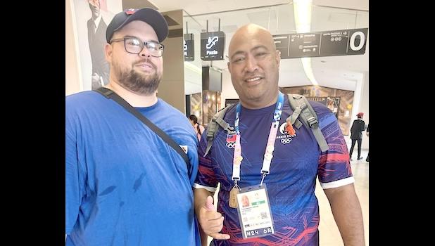 Seumanu Abraham Markowitz and Samoa Paris Olympic Chef de Mission, Tologata Tamaleaoa Leilua