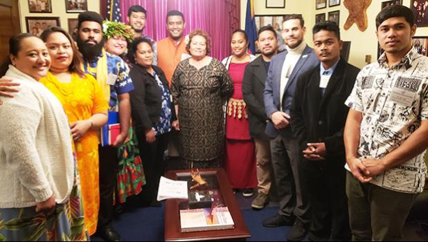 Pacific Young Leaders group with Congresswoman Amata
