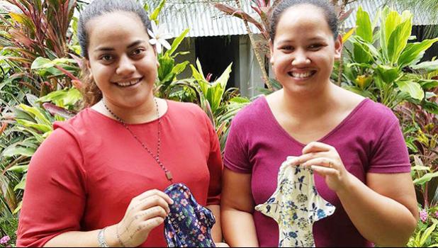 Angelica Salele (right) and her business partner Isabell Rasch with their products. (photo courtesy Angelica Salele)