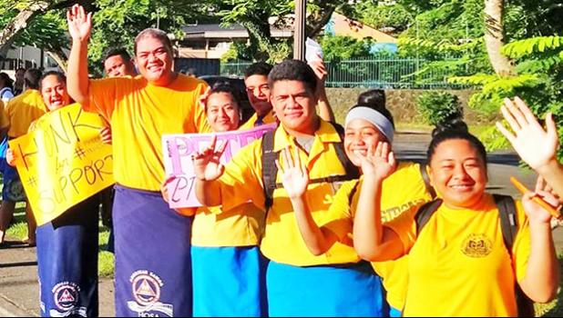 Samoana High School's Health Occupations Students of America (HOSA) crew, along with the Sharks' National Honor Society and members of the student body