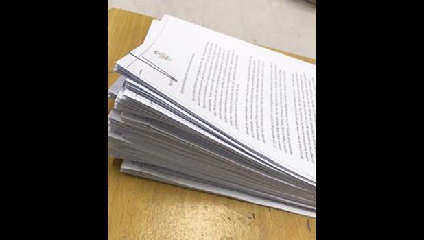Stack of documents presented to faipule.