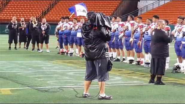 Team Amerika Samoa 2020 JPS Paradise Football Classic V Champions singing the Amerika Samoa Anthem