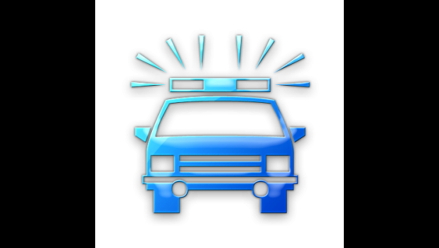 Blue police car graphic.