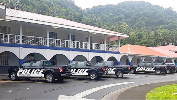 Police vehicles parked in front of Central station
