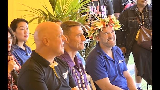 r Luxon, ASB Polyfest Chair Steven Hargreaves, and National MP Greg Fleming