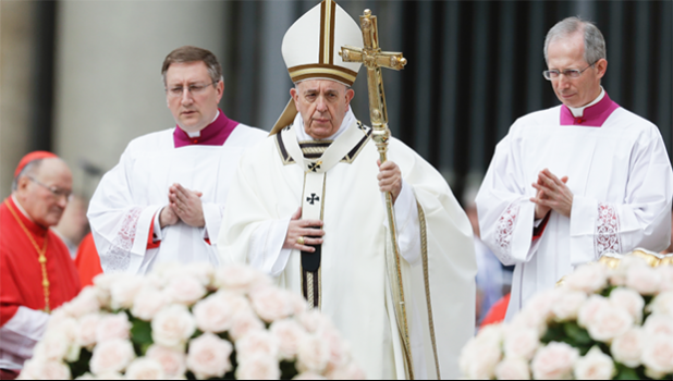 Pope Francis celebrates Easter Mass in St. Peter's Square at the Vatican, Sunday, April 21, 2019. (Associated Press) Pope Francis celebrates Easter Mass in St. Peter's Square