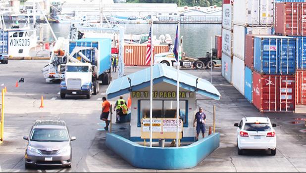 Container traffic at Port of Pago Pago